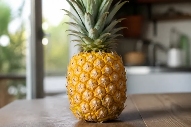 Ananas mûr posé sur une table de cuisine comment savoir si un ananas est mûr